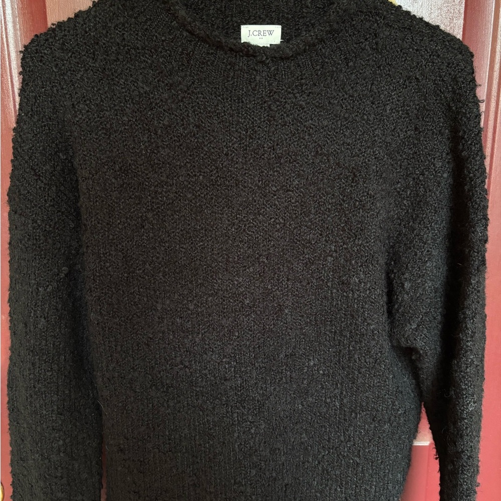 J. Crew Women's Wool Blend Black Crewneck Sweater